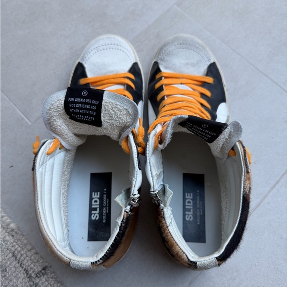 Golden Goose Men’s High-Top Sneakers - White, Black, Pink, Orange Size 45 - Picture 5 of 7